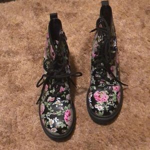 Floral combat boots